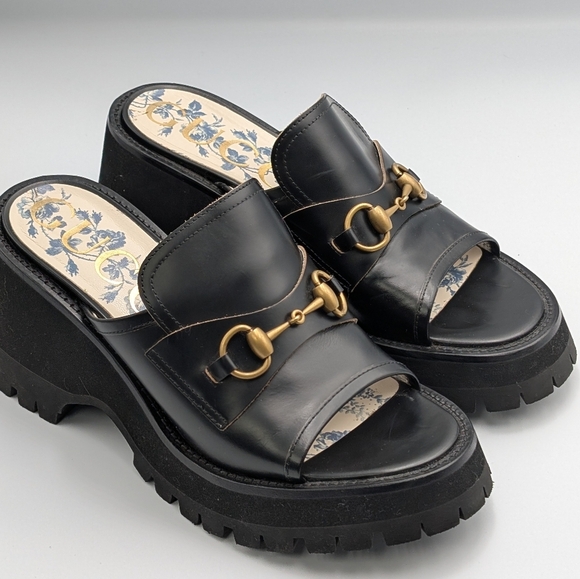 Gucci Cordovan Lux Horsebit Chunky Slide Shoes 39 / US 9 - Picture 1 of 12